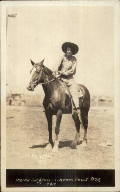 Cowgirl Lucy Paxton Indian Congress Klamath Falls OR 1929 Real Photo Postcard