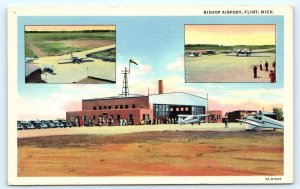 FLINT, Michigan MI ~ Airplanes BISHOP AIRPORT ca 1930s  Genesee County Postcard