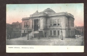 OTTUMWA IOWA PUBLIC LIBRARY VINTAGE HANDCOLORED POSTCARD HEDRICK IA SHRACK