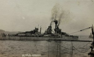 British UK Royal Navy HMS Orion WWI Battleship RPPC c.1910s Postcard