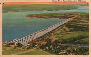 Vintage Postcard 1930's Grand River Dam Northeastern Oklahoma OK Pensacola