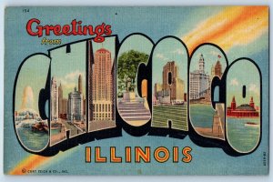 1952 Greetings From Chicago Large Letters View Illinois Correspondence Postcard