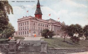 OMAHA NEBRASKA HIGH SCHOOL~J H KECK PUBLISHED POSTCARD 1911 PSTMK