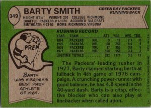 1978 Topps Football Card Barty Smith Green Bay Packers sk7349