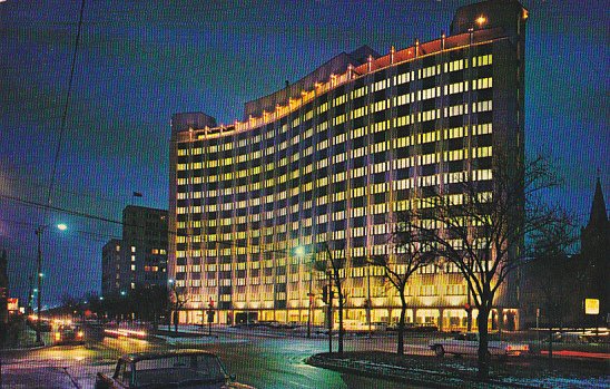 Canada Saskatchewan Power Building At Night Regina Saskatchewan