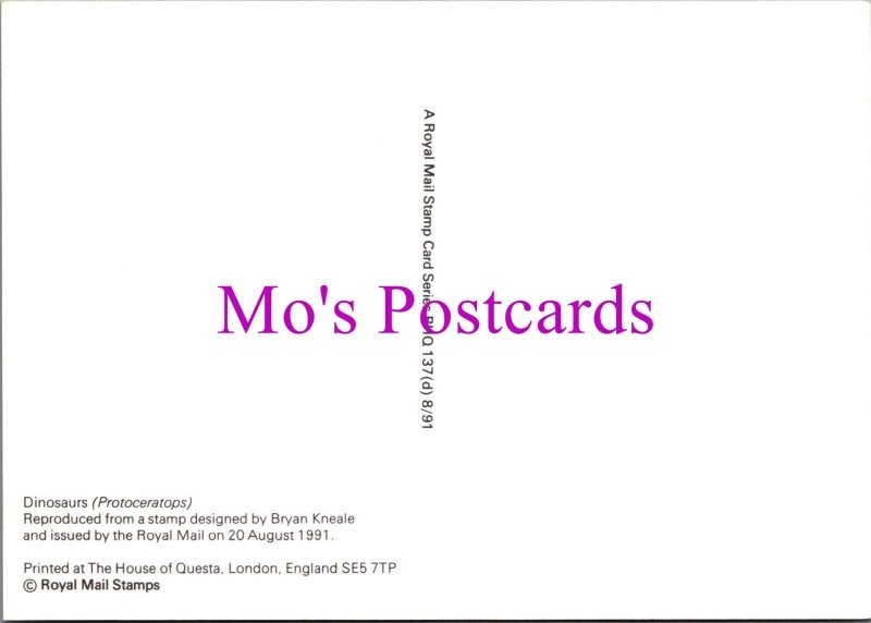 Post Office Stamp Postcard - Dinosaurs, Protoceratops, Owen's Dinosauria RR21219