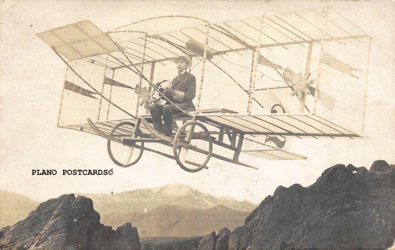 SPRINGIFIELD, MISSOURI MAN ON EARLY PLANE PROP-1913 RPPC REAL PHOTO POSTCARD