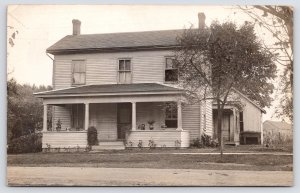 Indiana? Frame Home w/Front Porch Retrofit~Attached Shed Addition~Planters RPPC