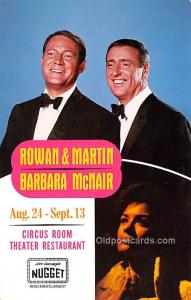 Rowan & Martin, Barbara McNair, Circus Room Theater Restaurant Unused 