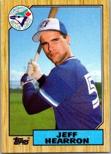 1987 Topps Baseball Card Jeff Hearron Toronto Blue Jays sk3415