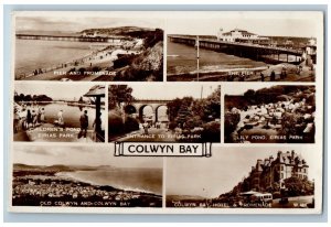 Colwyn Bay Denbighshire Wales RPPC Photo Postcard Pier Promenade Multiview 1955