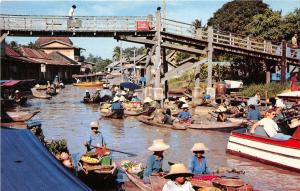 B90180 floating market and wooden bridge bangkok   thailand 14x9cm