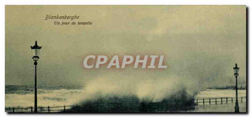 Belgie Belgium Blankenberghe Old Postcard one day storm