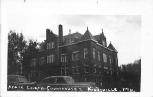 Kirksville Missouri~Adair County Courthouse~Classic 50s Cars Parked~RPPC