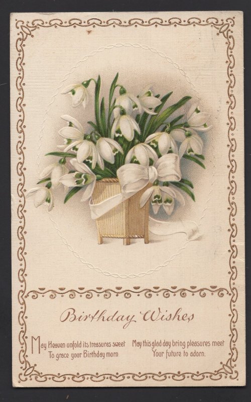 Birthday Wishes with flowers embossed pm1916 ~ DB