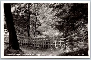 Vtg Natural Tunnel Virginia VA Lovers Leap Trail View RPPC Real Photo Postcard