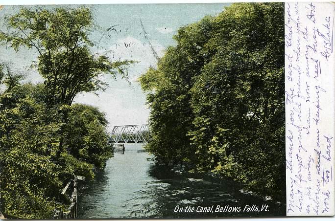 On The Canal, Bellows Falls, VT Vermont - pm 1907 - UDB