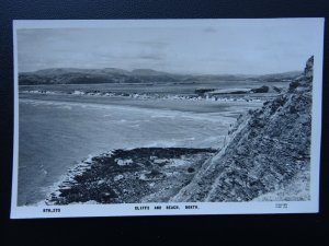 Wales BORTH VILLAGE Cliff & Beach - Old RP Postcard by Frith BTH273