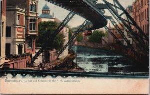 Germany Barmen Partie mit der Schwebebahn Adlerbrücke Vintage Postcard C047