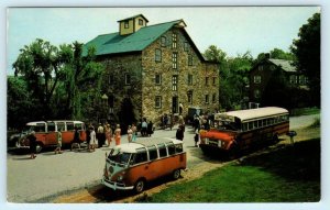 LANCASTER, PA ~ Mascot Mill DUTCHLAND TOURS ~ Bus & VW BUS ca 1960s-70s Postcard