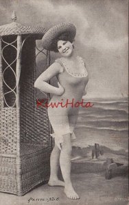 Postcard Risque Woman Bathing Suite Petite No 6