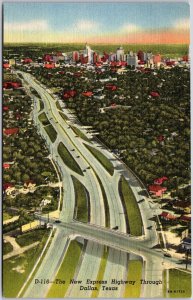 The New Express Highway Through Dallas Texas TX Buildings Panorama Postcard