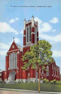 St Paul Lutheran Church Massillon Ohio 1940s linen postcard