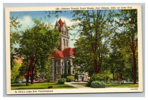 Vintage 1940's Postcard Ottawa County Courthouse Port Clinton Ohio Lake Erie