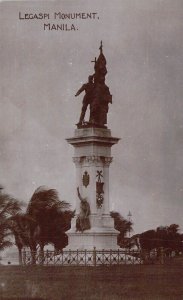 Original Early  Photo Style, Legaspi Monument, Manila, Philippines, Old Postcard