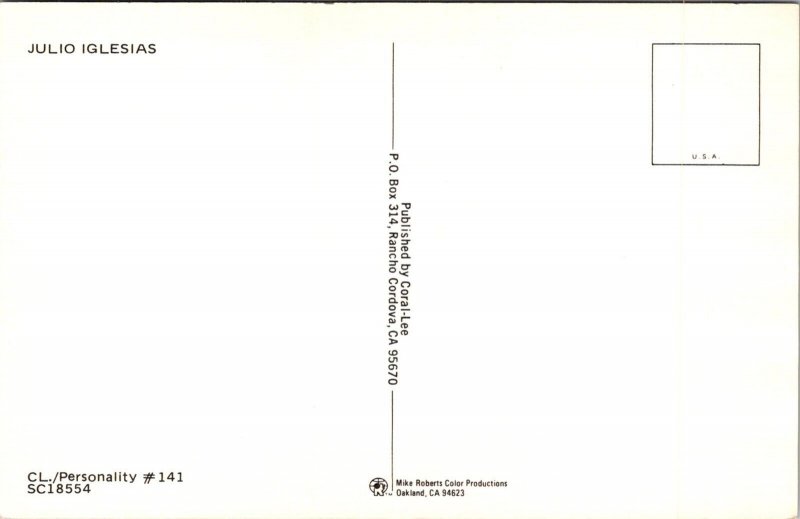 Julio Iglasias Vintage Postcard S69