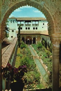 Postcard Irrigation Court Granada Generalife Tourist Attraction in Granada Spain