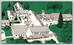 Newtown Connecticut~Hawley Manor Inn~AAA~Artist Rendition~Vintage Linen Postcard