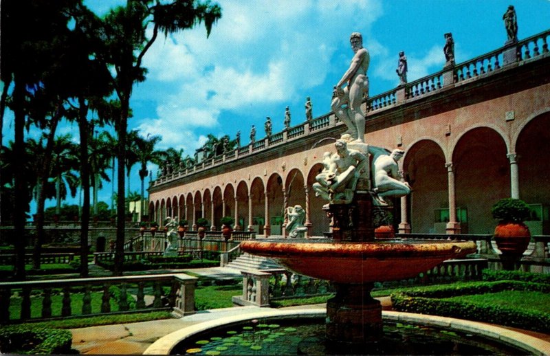 Florida Sarasota Ringling Art Museum Italian Garden Court Showing Fountain Of...