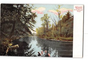 Adirondack Mountains New York NY Postcard 1901-1907 On the Boquet  River