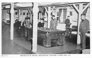 Recreation Room CAMP LEE, VA Reception Center WWII c1940s Vintage Postcard