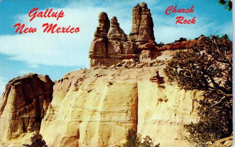 GALLUP, NM New Mexico  CHURCH ROCK near  Route  66    c1950s  Roadside  Postcard