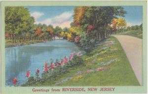 New Jersey NJ Postcard Linen Greetings from RIVERSIDE