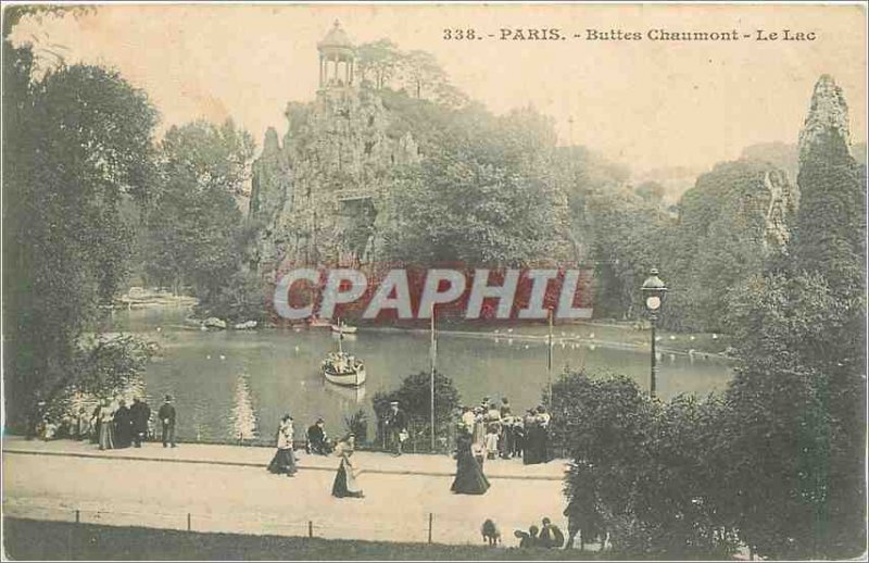 Old Postcard PARIS Buttes-Chaumont-Lake