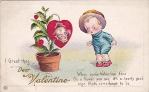 Valentine's Day Red Heart With Girl's Face 1917