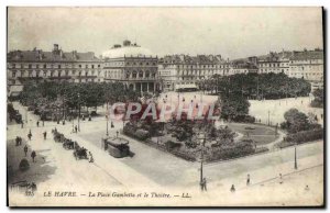 Old Postcard Le Havre The Place Gambetta And The Theater