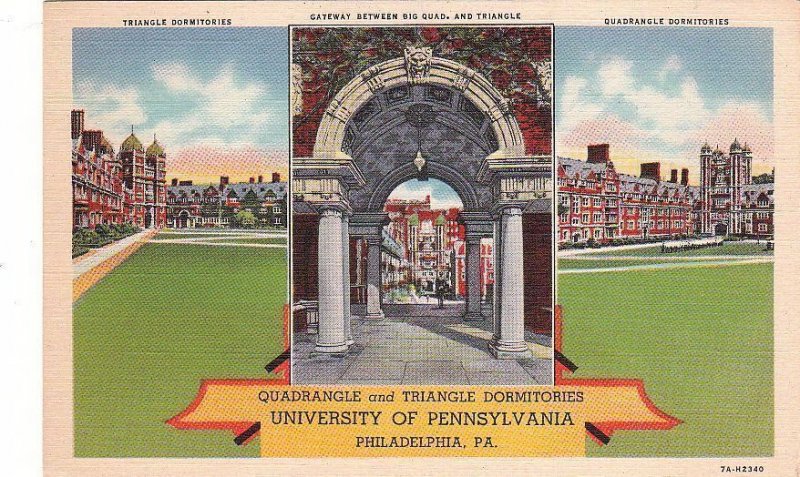 Postcard Quadrangle + Triangle Dormitories University Pennsylvania Philadelphia