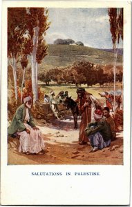 Salutations in Palestine Scripture Gift Mission Vintage Postcard E38 