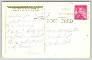 Buffalo New York~Downtown Main St View~Paramount Theatre~Sign~Flags~1966 PC