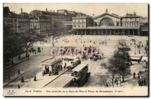 Paris Old Postcard General view of the station & # 39Est and place of Strasbourg