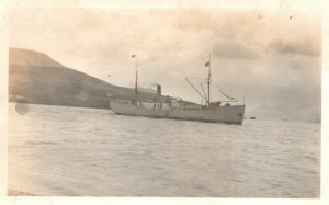 Vintage Postcard RPPC Ship Vessel in Ocean Photo