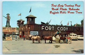 NORTH PLATTE, NE ~ Stage Coach FORT CODY TRADING POST 1960s Roadside Postcard