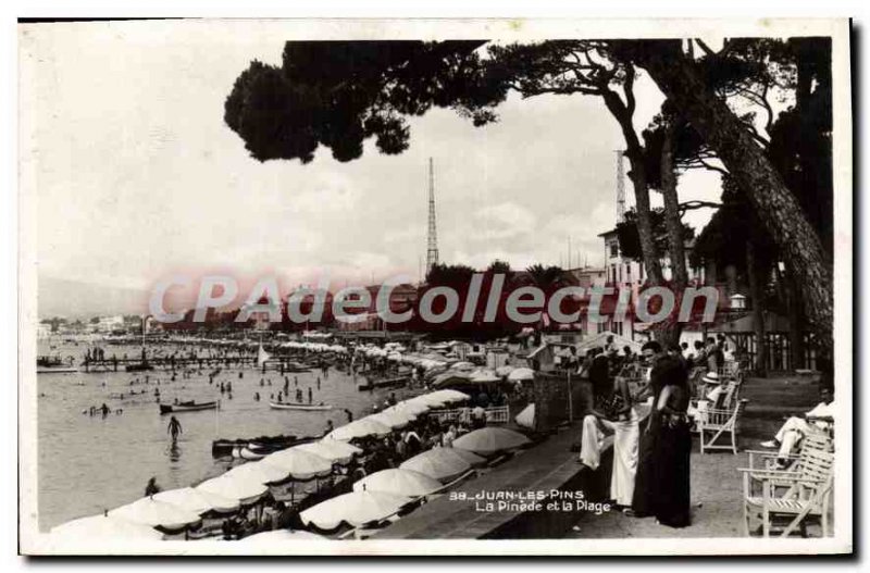 Old Postcard Juan Les Pins Pinede And The Beach