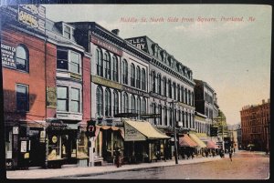 Vintage Postcard 1907-1915 Middle Street, North Side, from Square, Portland, ME