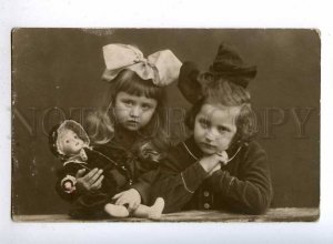 189615 RUSSIA Charming Girl w/ DOLL Toy Vintage REAL PHOTO