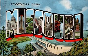 Missouri Greetings From Missouri Large Letter Linen 1964